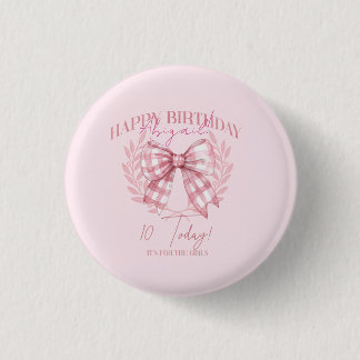Badge Rond 2,50 Cm Fête d'anniversaire d'une fille de dix ans avec ru
