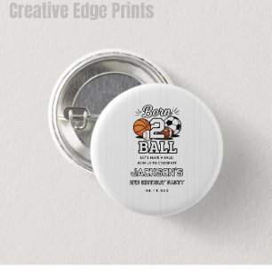 Badge Rond 2,50 Cm Fête d'anniversaire garçon 2 ans thème sport Born