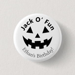 Badge Rond 2,50 Cm Fête d'anniversaire Halloween Jack O' Fun Citrou