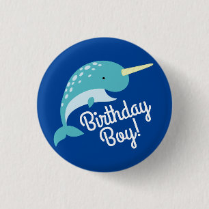Badge Rond 2,50 Cm Fête d'anniversaire Narwhal