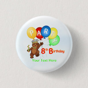 Badge Rond 2,50 Cm Fête d'anniversaire royale d'ours de nounours 8è