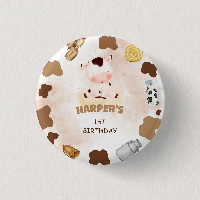 Badge Rond 2,50 Cm Fête d'anniversaire Sainte Vache (Devant)