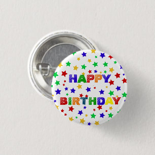 Badge Rond 2,50 Cm Fête d'anniversaire simple moderne rouge étoile co