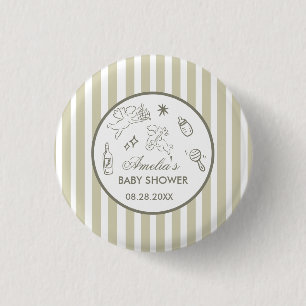Badge Rond 2,50 Cm Fête de bébé au thème de Cupidon gribouillé neutre