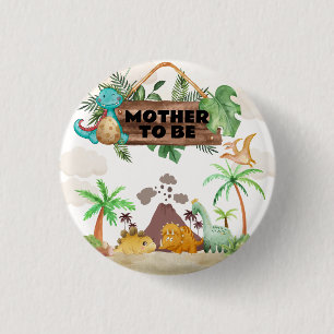 Badge Rond 2,50 Cm Fête de Bébé Maman à Venir Volcan Éclosion de Dino
