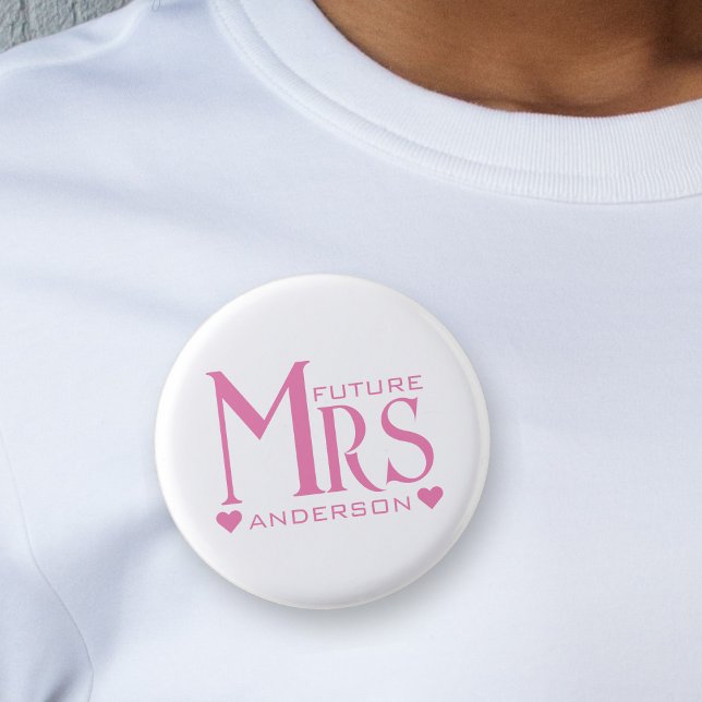 Badge Rond 2,50 Cm Fête de fiançailles de Mme Future Rose (Pink Future Mrs Engagement Party Bridal Shower Button)