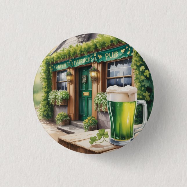 Badge Rond 2,50 Cm Fête de la Saint-Patrick au bar pub (Devant)