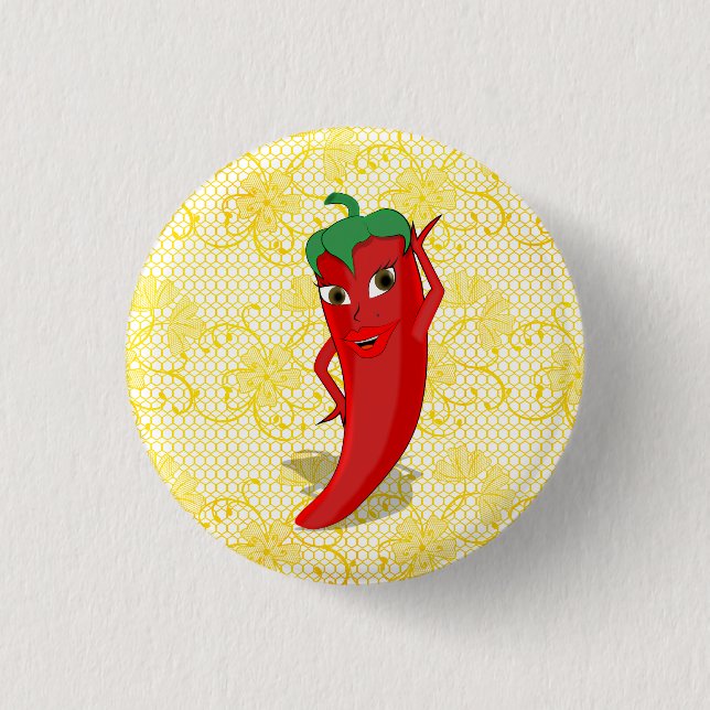 Badge Rond 2,50 Cm Fête de mariage avec diva au piment rouge chaud (Devant)