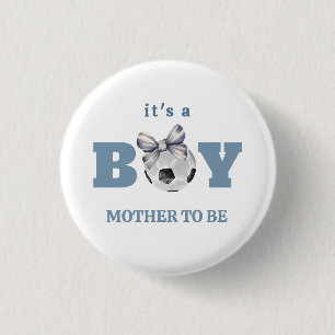 Badge Rond 2,50 Cm Fête de Naissance de Bébé Sport de Football Bleu M