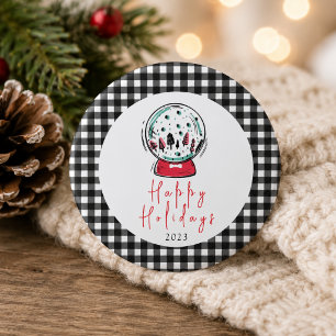 Badge Rond 2,50 Cm Fête de Noël Magique dans un Flocon de Neige