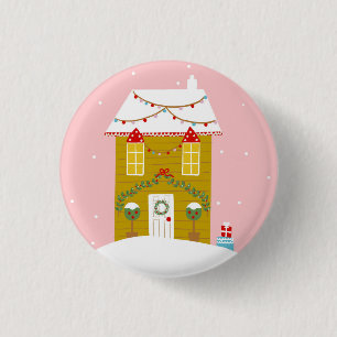 Badge Rond 2,50 Cm Fête de Noël rose Anniversaire de enfant