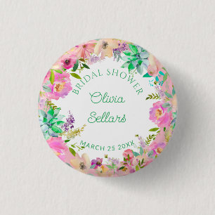 Badge Rond 2,50 Cm Fête des mariées à profusion florale Pastel