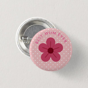 Badge Rond 2,50 Cm Fête des Mères, Meilleure Maman, Élégant,Simple,Te