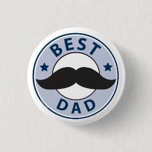 Badge Rond 2,50 Cm Fête des pères Moustache meilleur papa