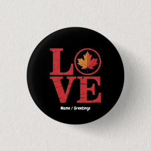 Badge Rond 2,50 Cm Fête du Canada Maple Leaf Love Flag Vintage Cool P