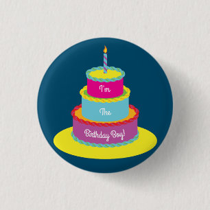 Badge Rond 2,50 Cm Fête du gâteau d'anniversaire