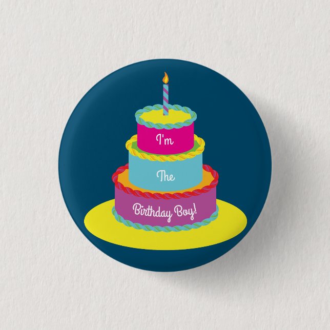Badge Rond 2,50 Cm Fête du gâteau d'anniversaire (Devant)