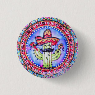Badge Rond 2,50 Cm Fête mexicaine Cinco de Mayo Sombrero Casquette Bl