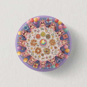 Badge Rond 2,50 Cm Fête pour enfants avec thème Unicorn