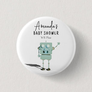 Badge Rond 2,50 Cm Fête prénatale pour un robot garçon