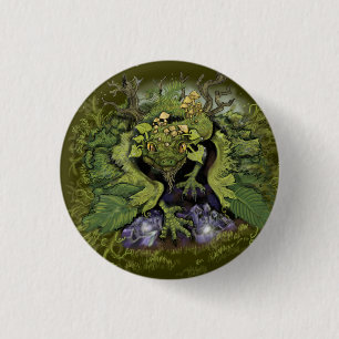Badge Rond 2,50 Cm Feuillage forestier Dragon~Button