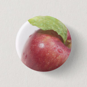 Badge Rond 2,50 Cm Feuille verte rouge Apple