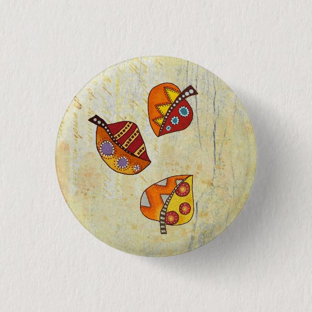 Badge Rond 2,50 Cm feuilles d'automne (Devant)