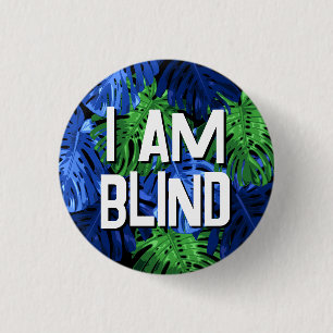 Badge Rond 2,50 Cm Feuilles de jungle bleu vert tropical Je suis aveu