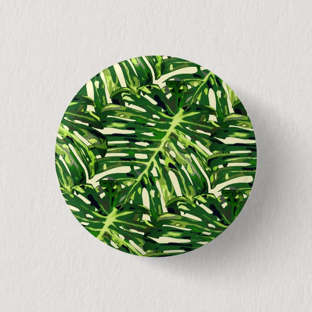 Badge Rond 2,50 Cm Feuilles de Monstera Tropical (Devant)