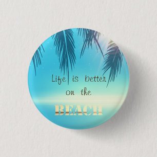 Badge Rond 2,50 Cm Feuilles de palmier de plage adorables