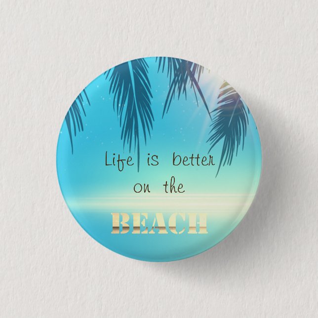 Badge Rond 2,50 Cm Feuilles de palmier de plage adorables  (Devant)