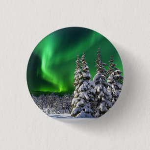 Badge Rond 2,50 Cm Feux nordiques en hiver