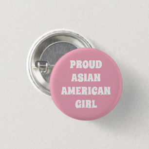 Badge Rond 2,50 Cm Fier Américaine d'Asie, blanche rose