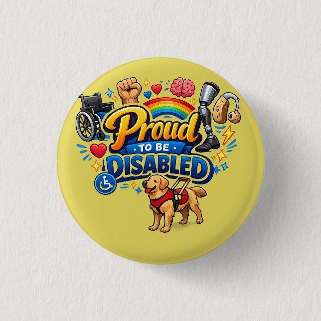 Badge Rond 2,50 Cm Fier d'être handicapé – Conception graphique d'aut (Devant)