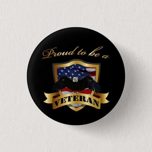 Badge Rond 2,50 Cm Fier d'être un vétéran (Devant)