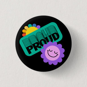 Badge Rond 2,50 Cm Fier. LGBT+Pride. Aimer arc-en-ciel avec tournesol