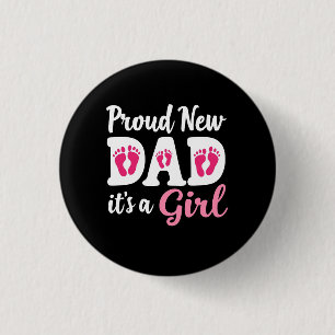 Badge Rond 2,50 Cm Fier Nouveau Père C'est une fille Genre Révéler Pa