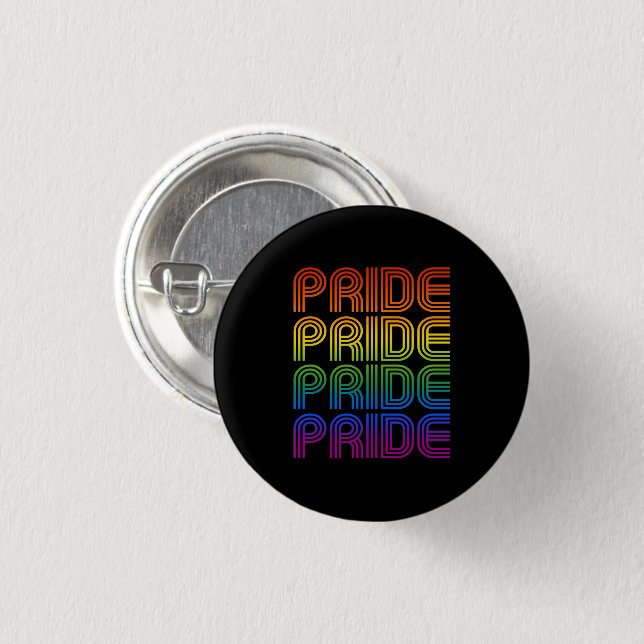 Badge Rond 2,50 Cm Fierté Arc-en-ciel Rétro (Devant & derrière)