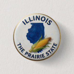 Badge Rond 2,50 Cm Fierté de l'État de l'Illinois 🌾 Herbe de la Prai