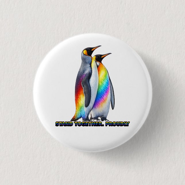 Badge Rond 2,50 Cm Fierté de pingouin arc-en-ciel debout ensemble (Devant)