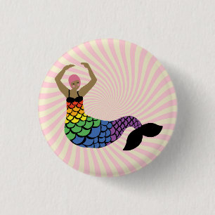Badge Rond 2,50 Cm Fierté Mermaid Arc-en-ciel Tail LGBTIQ