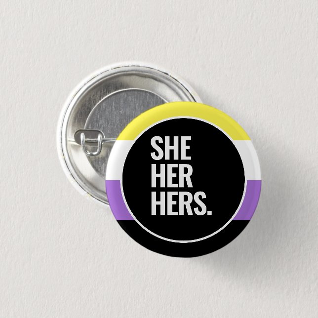Badge Rond 2,50 Cm Fierté non binaire (Devant & derrière)