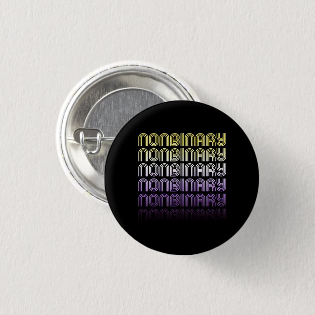 Badge Rond 2,50 Cm Fierté Rétro Non Binaire (Devant & derrière)