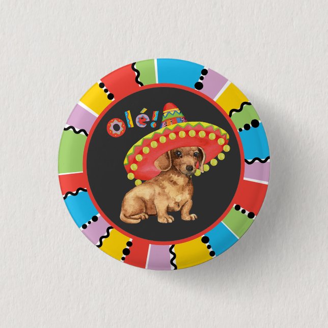 Badge Rond 2,50 Cm Fiesta Dachshund (Devant)