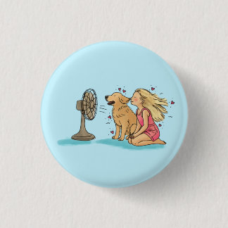 Badge Rond 2,50 Cm Fille au Ventail d'Or