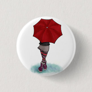 Badge Rond 2,50 Cm fille avec des parapluies