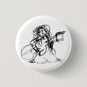 Badge Rond 2,50 Cm Fille avec la guitare