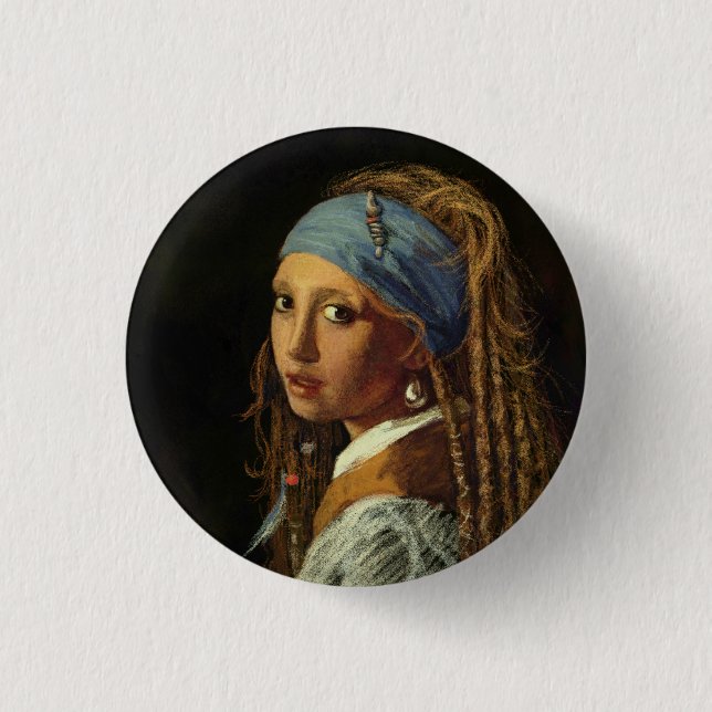 Badge Rond 2,50 Cm Fille avec une parodie perle (Devant)