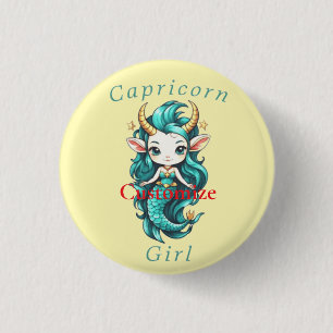 Badge Rond 2,50 Cm Fille Capricorne Sirène Thunder_Cove