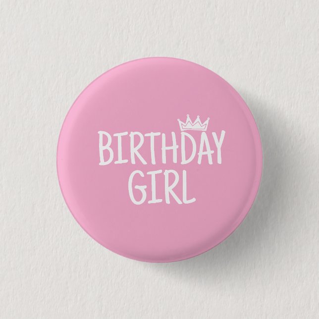 Badge Rond 2,50 Cm Fille d'anniversaire (Devant)